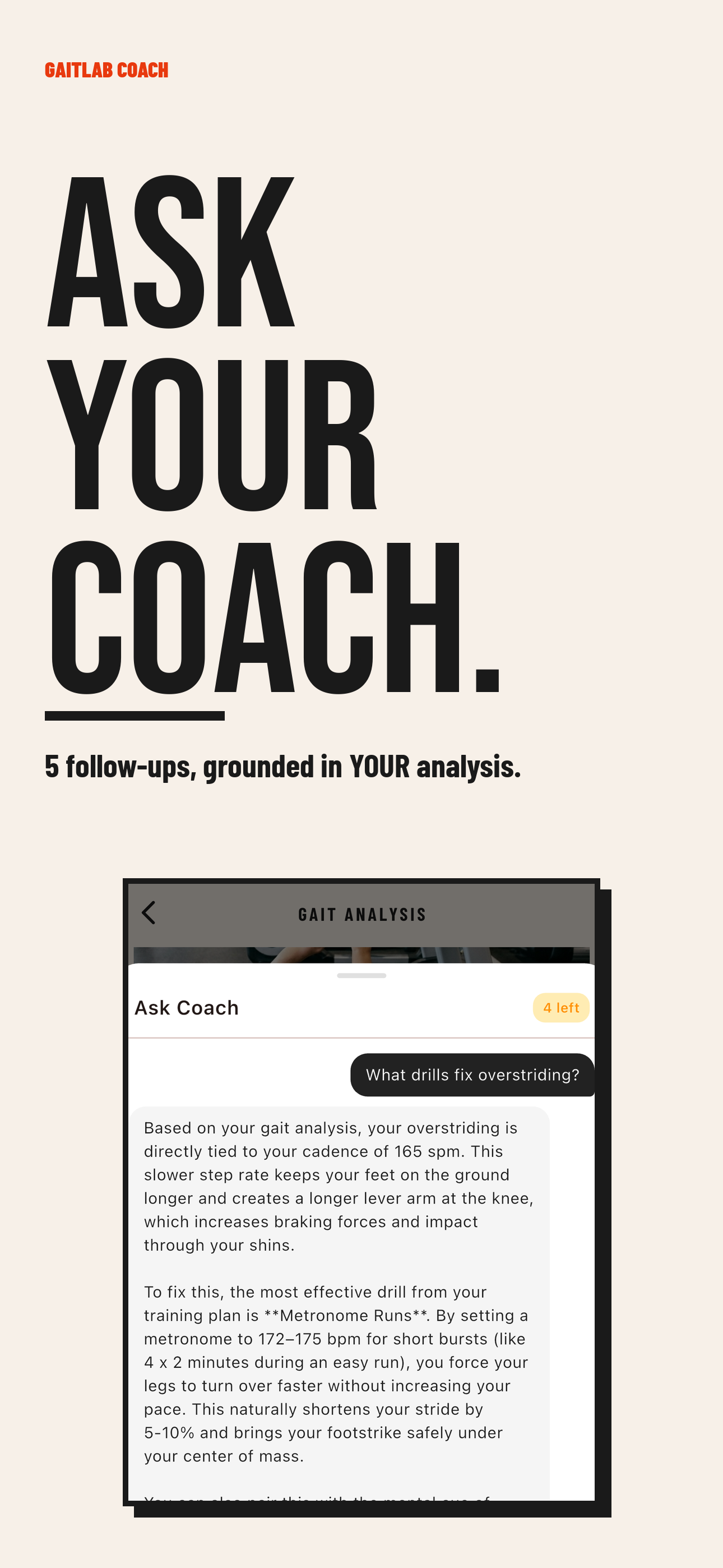 Ask your coach — 5 follow-up questions grounded in your analysis